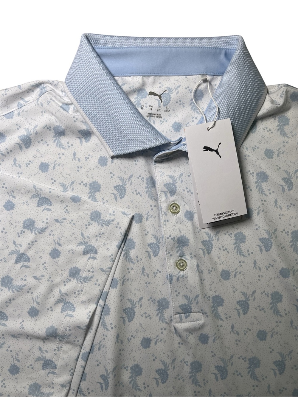 NWT Puma Mattr Men Ornamental Floral Golf Polo 632252 01 White Glow Haute Tro XL